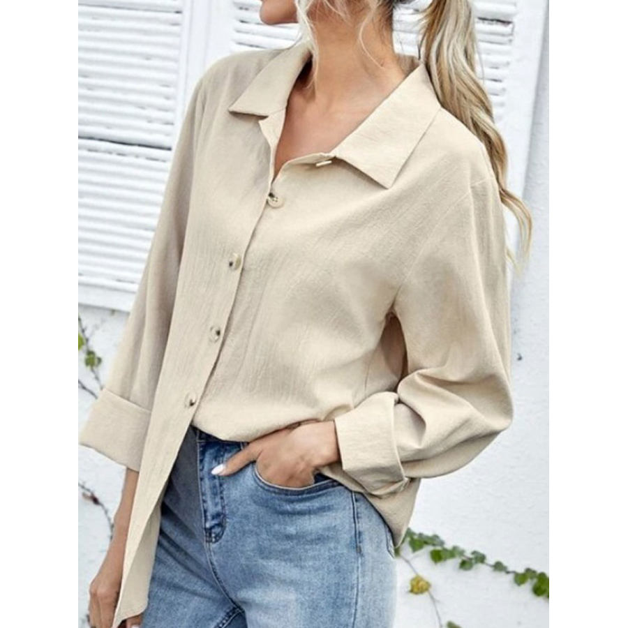 

Casual Loose Solid Color Cardigan Long Sleeve Blouse