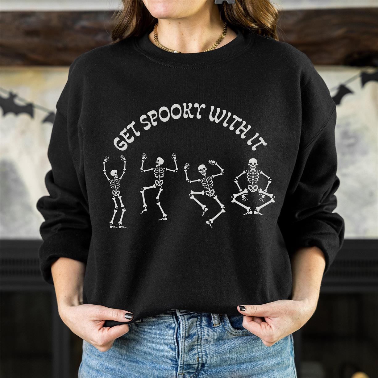 Women's Get Spooky With It Print Crewneck Sweatshirt