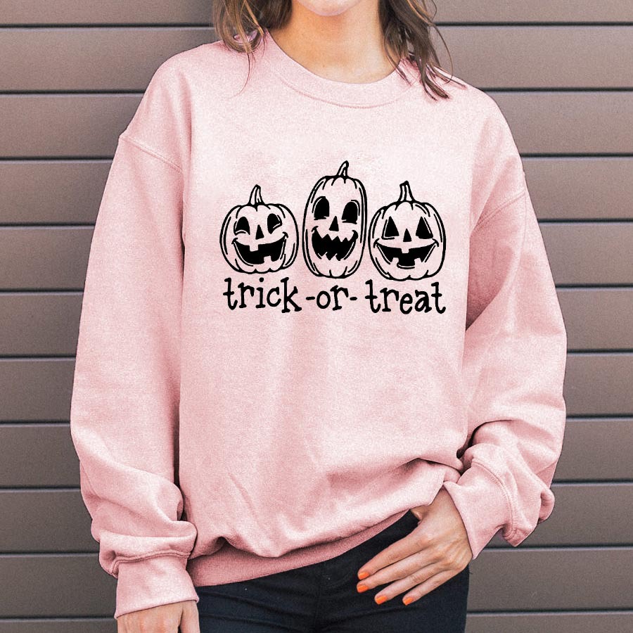 Women's Trick Or Treat Pumpkin Crewneck Sweatshirt