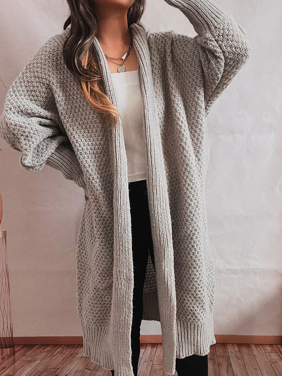 Casual Loose Solid Color Sweater Cardigan Coat