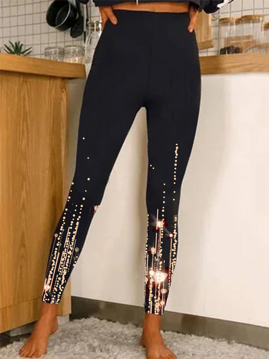 Christmas Casual Printed High Rise Leggings