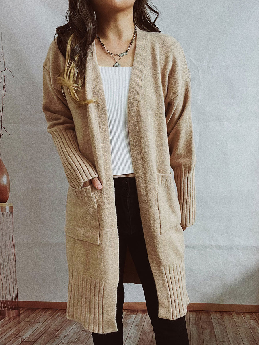Casual Loose Solid Color Thickened Sweater Cardigan