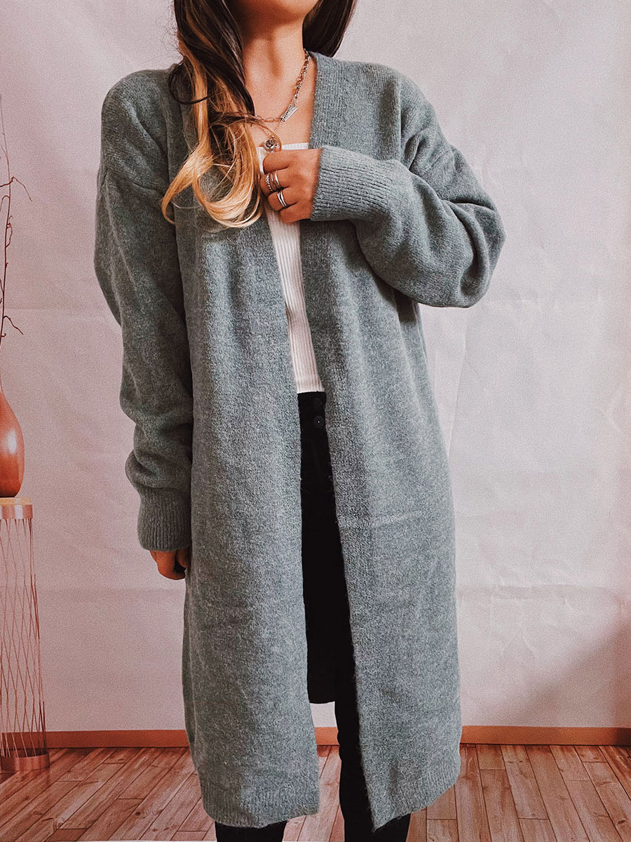 Casual Loose Solid Color Thickened Sweater Coat Cardigan