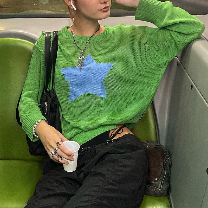 American Loose Star Knit Sweater