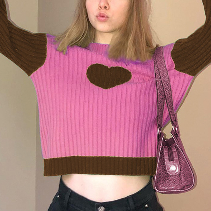 Color Patchwork Love Knited Sweater