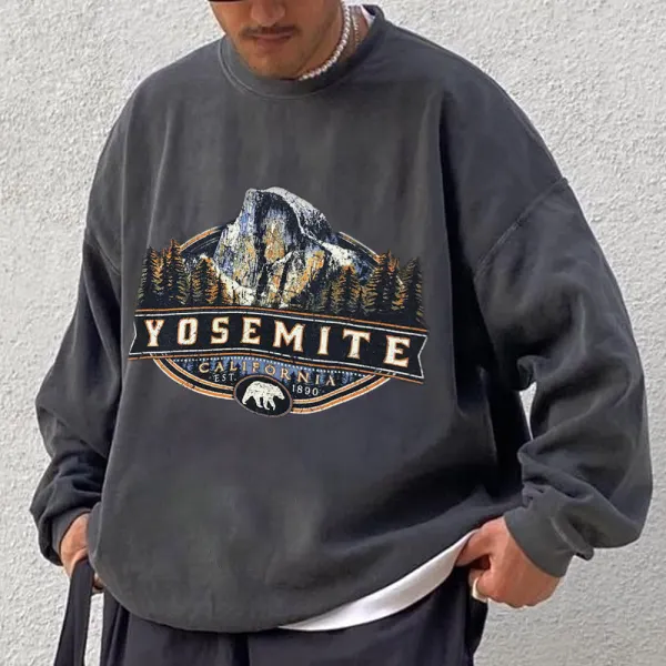 Yosemite Print Vintage Sweatshirt - Faciway.com 