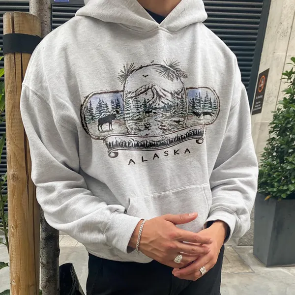 Alaska Print Vintage Easy-Match Sweatshirt - Faciway.com 