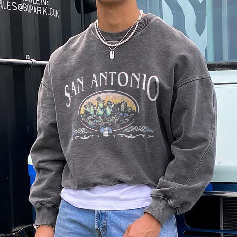 San Antonio Print Vintage Chic Versatile Sweatshirt