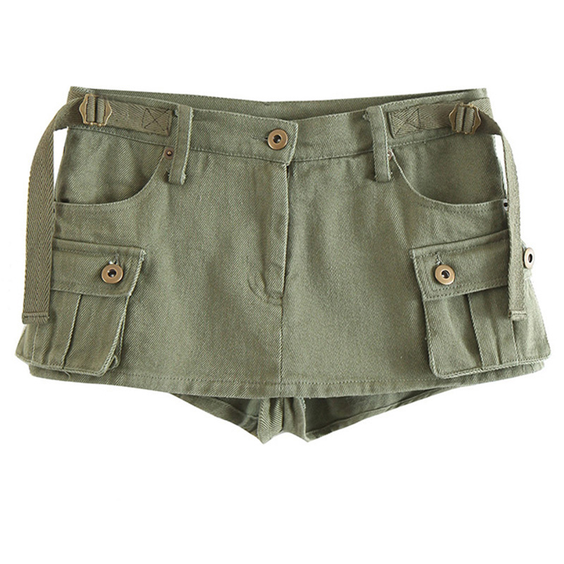 Women's Retro Dark Preppy Cargo Shorts