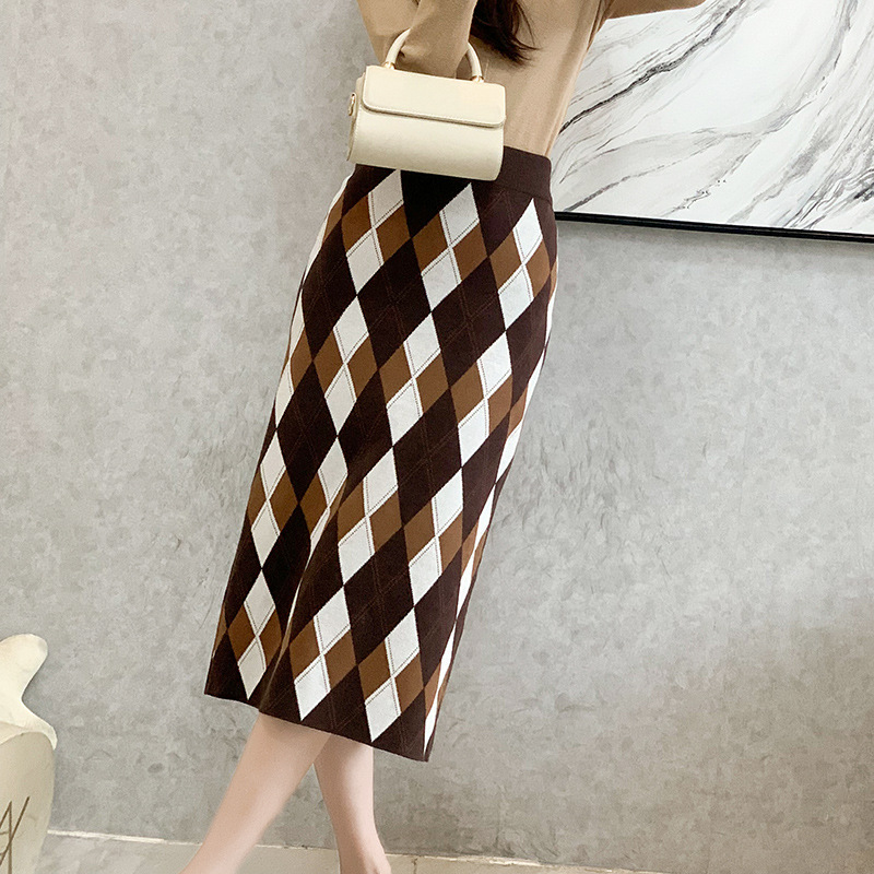 Women's Dark Academic British Vintage Knit Skirt