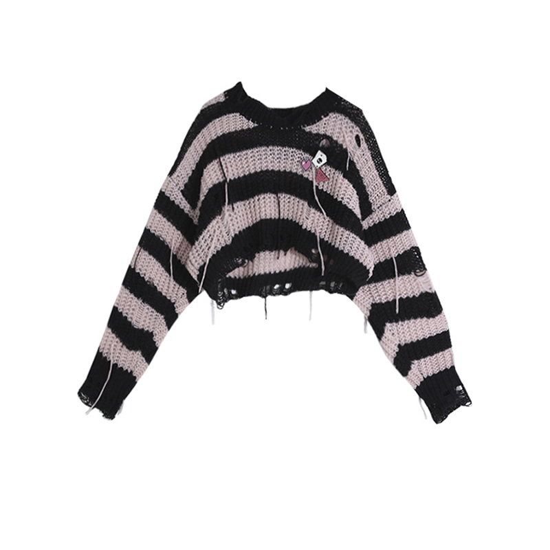Women's Dark Academy Vintage Striped Sweater