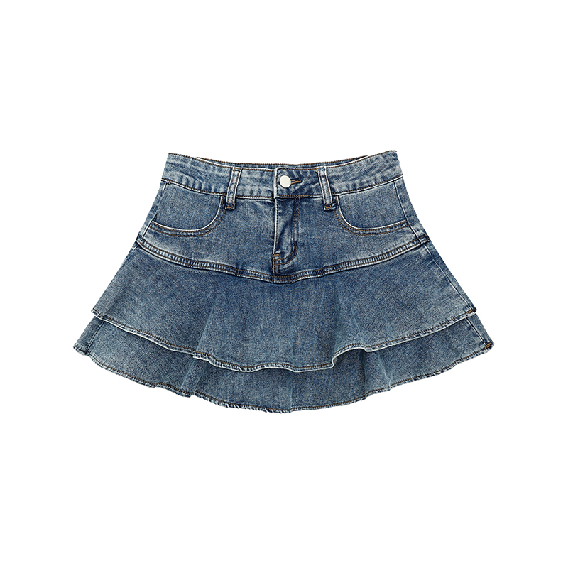 Women's Dark School Vintage British Style Denim Skirt