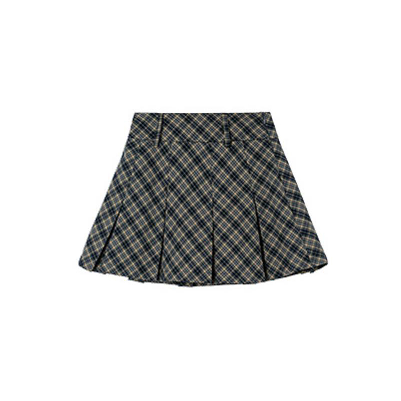 Women's Dark Academy Vintage Check Pleated Skirt