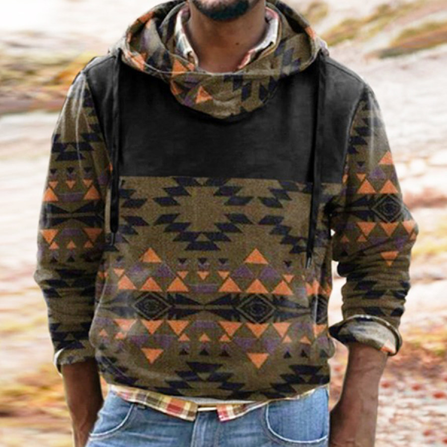 

Men's Boho Totem Patchwork Print Casual Hoodie