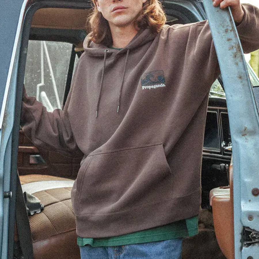 

Mens Vintage Solid Color Casual Hoodie