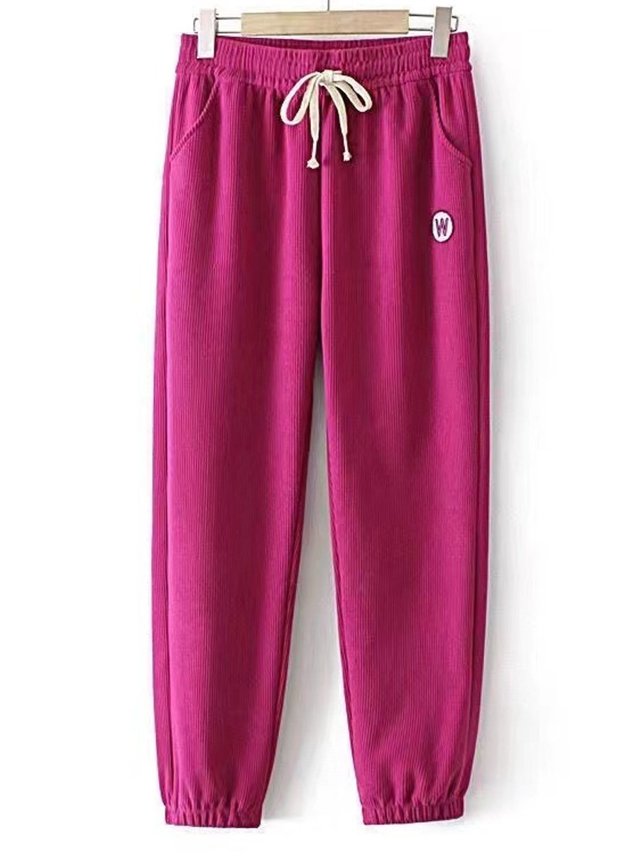 Casual Loose Letter Label Elastic Waist Pants