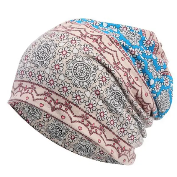 Ethnic Print Outdoor Cotton Knitted Hat - Menilyshop.com 