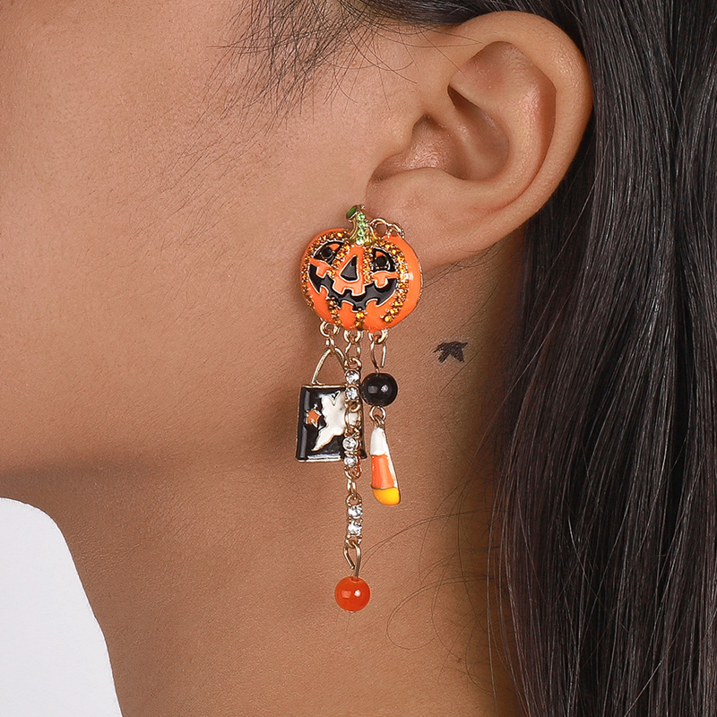 Personalized Halloween Pumpkin Ghost Dark Earrings