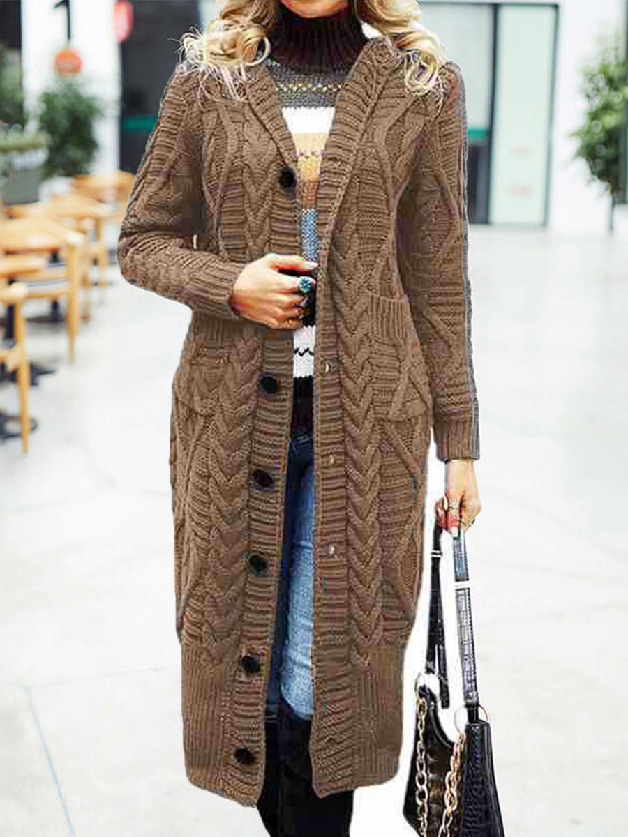 Autumn And Winter Solid Color Cardigan Loose Sweater Coat