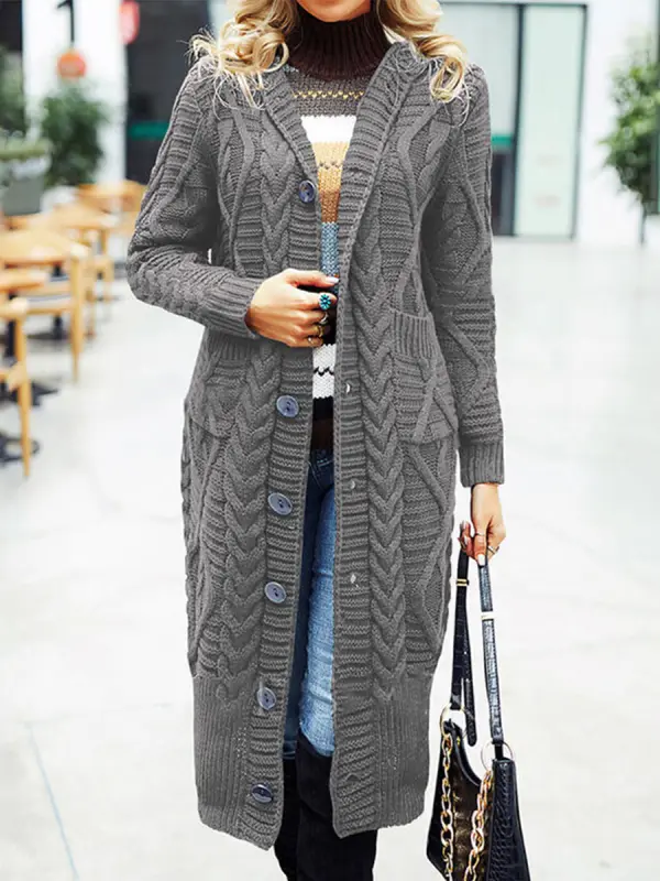 Autumn And Winter Solid Color Cardigan Loose Sweater Coat - Realyiyi.com 
