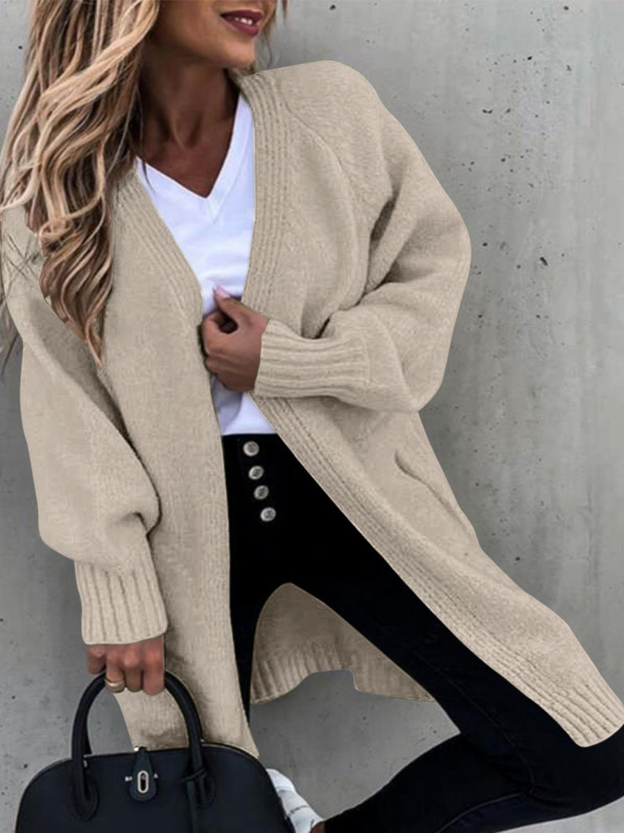 Long sleeved Solid Color Woolen Coat