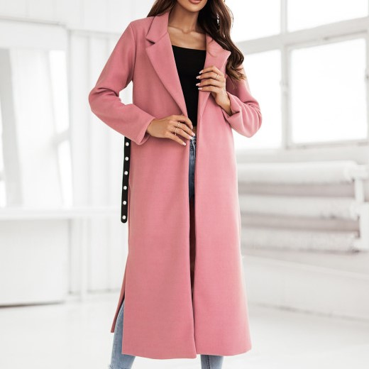 Ladies Classic Casual Loose Pink Coat