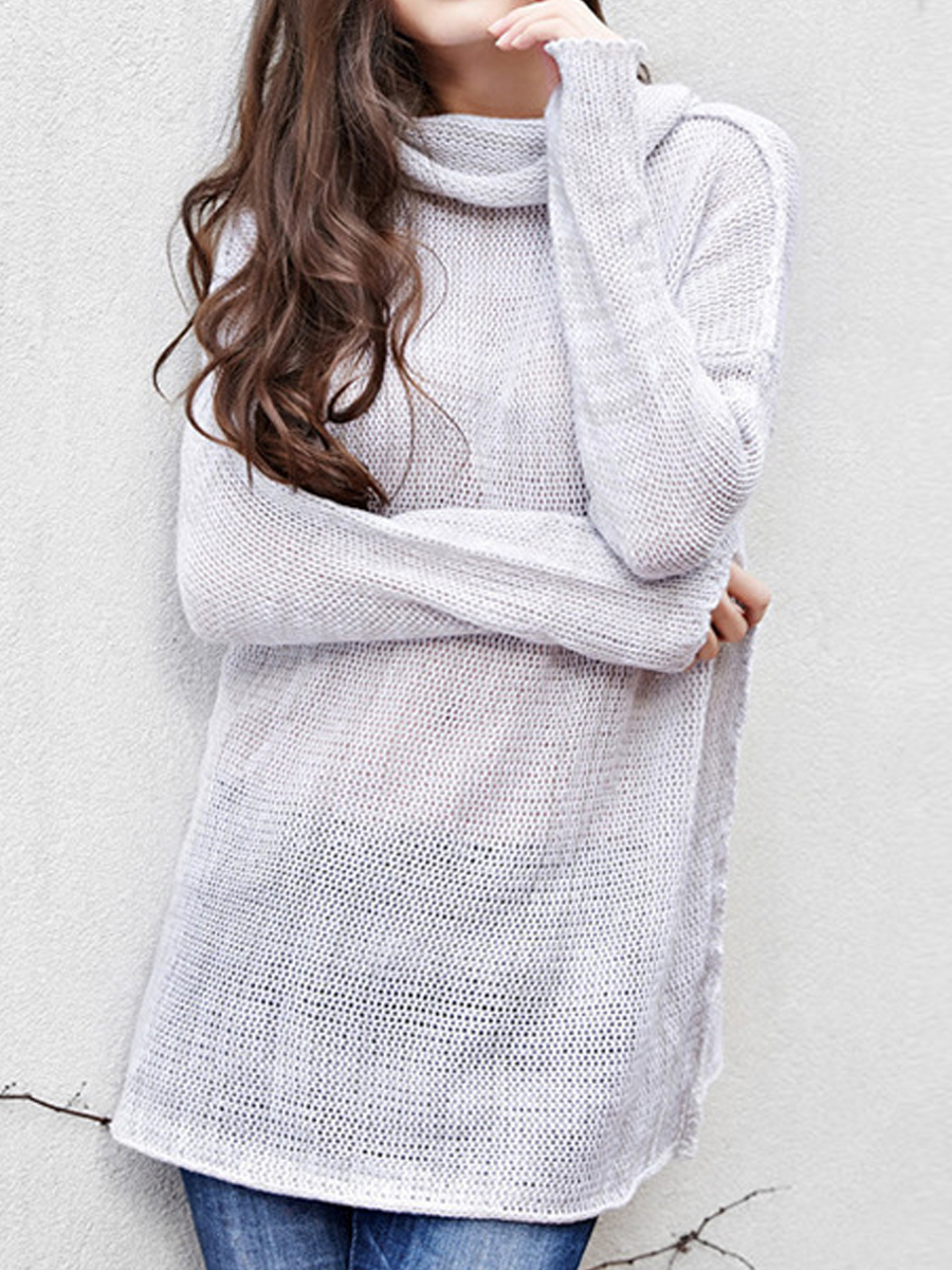 Loose Casual Turtleneck Long Sleeve Knit Sweater