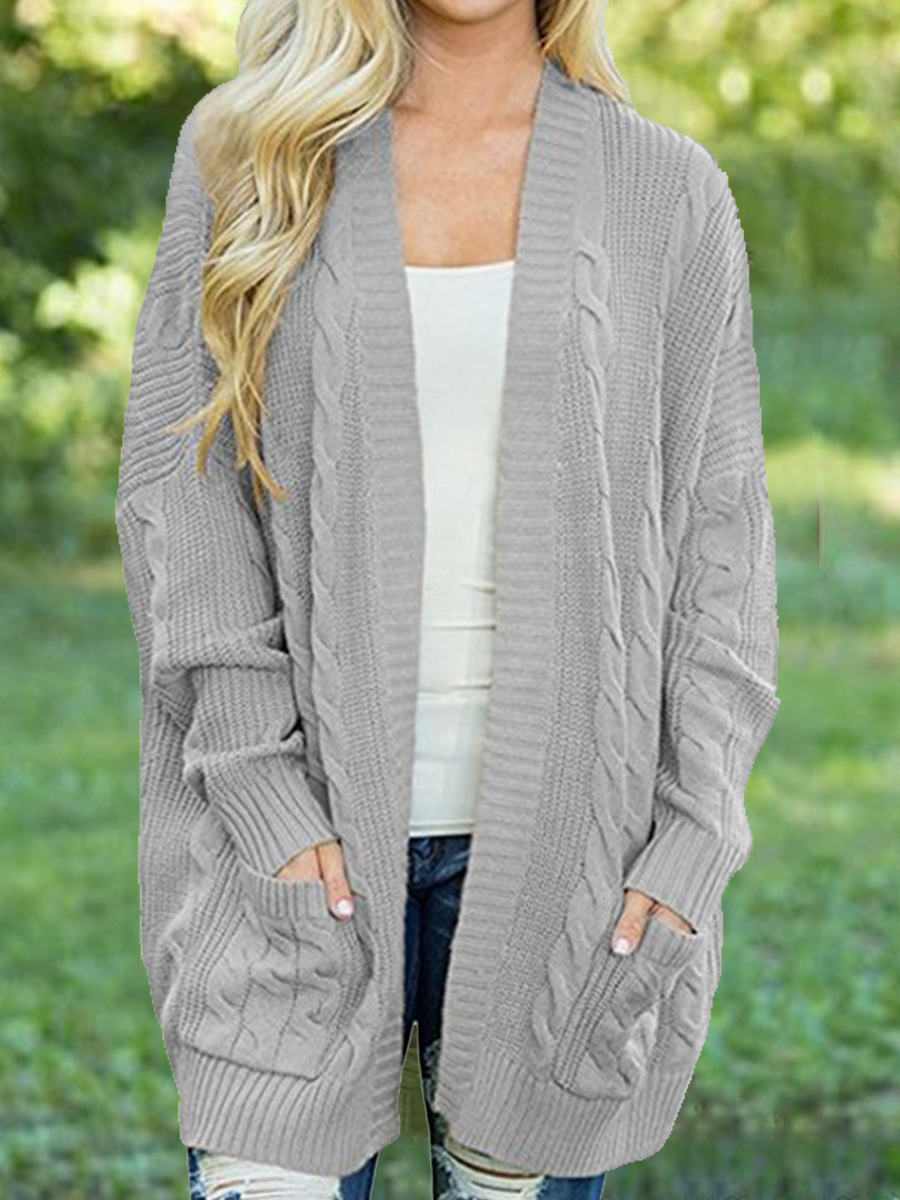 Loose Vintage Solid Color Long Sleeve Sweater Cardigan