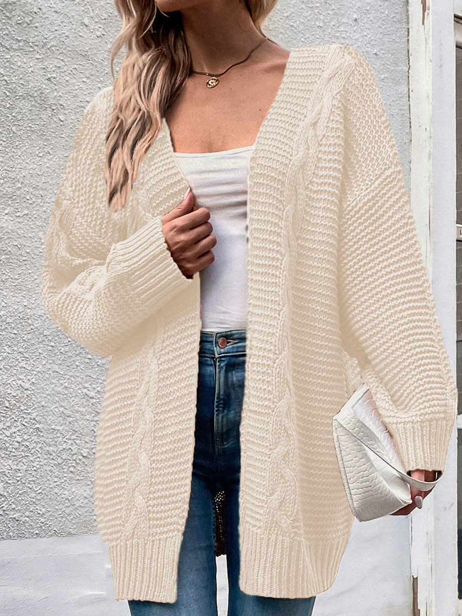 Casual Loose Solid Color Sweater Cardigan