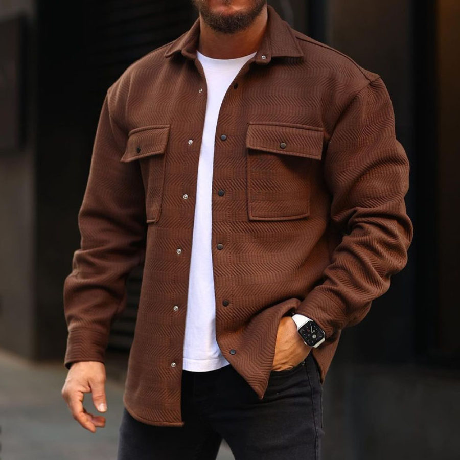 

Mens Solid Color Casual Shirt Jacket