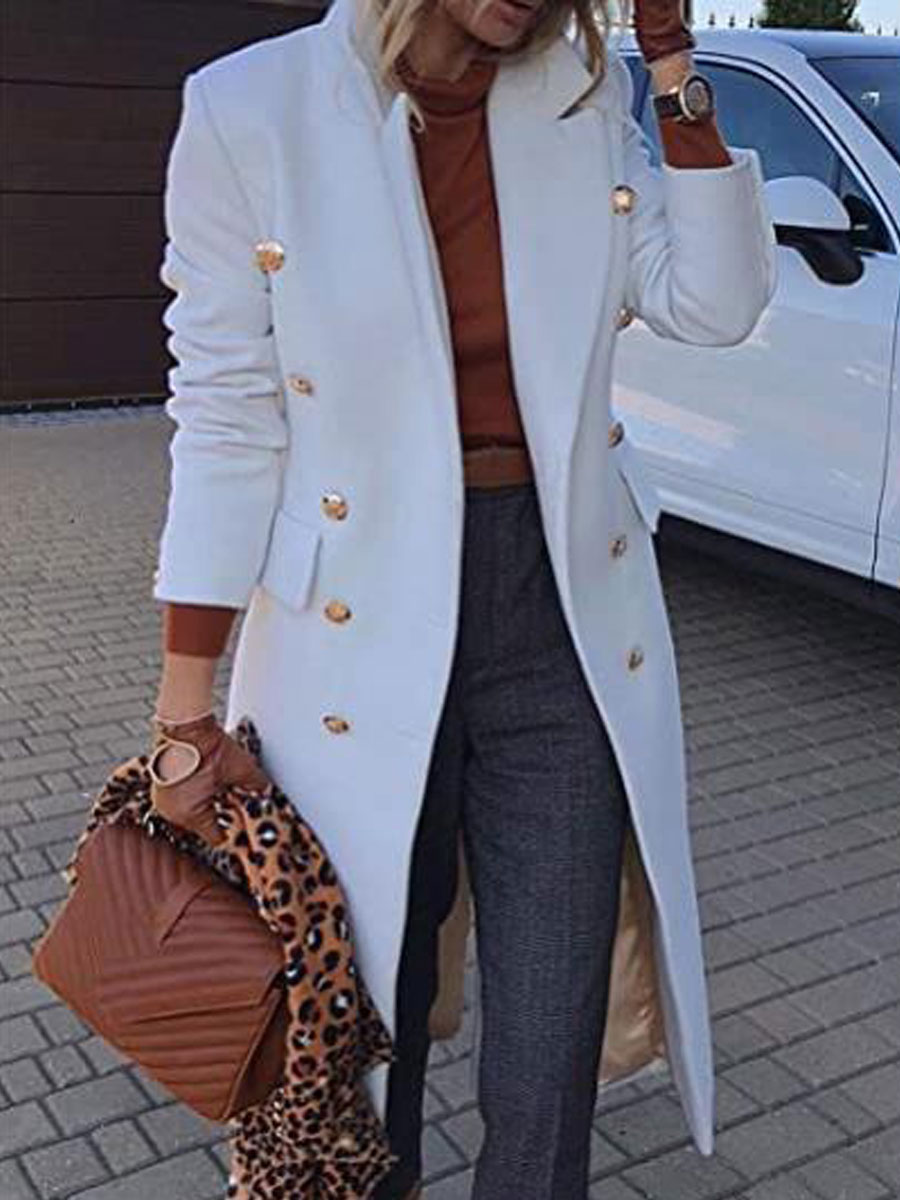 Classic Solid Slim Fit Multi button Mid length Wool Coat