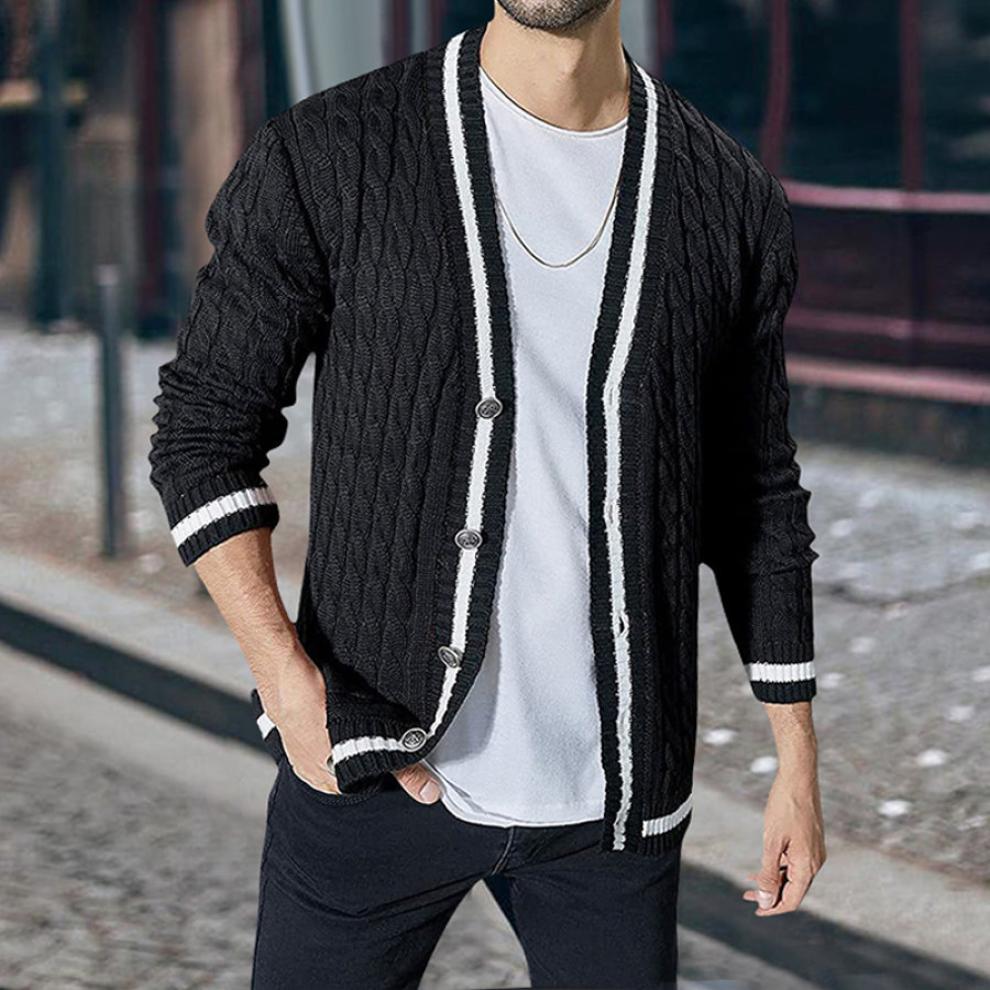 

Men's Colorblock Long Sleeve Knit Sweater Jacket