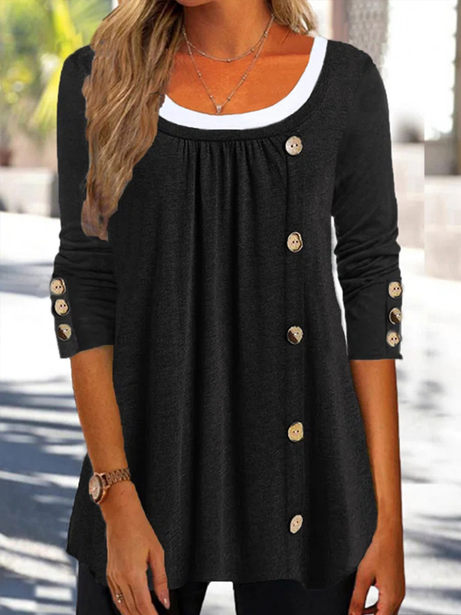 Patchwork Contrast Slim Fit Comfort Long Sleeve T Shirt