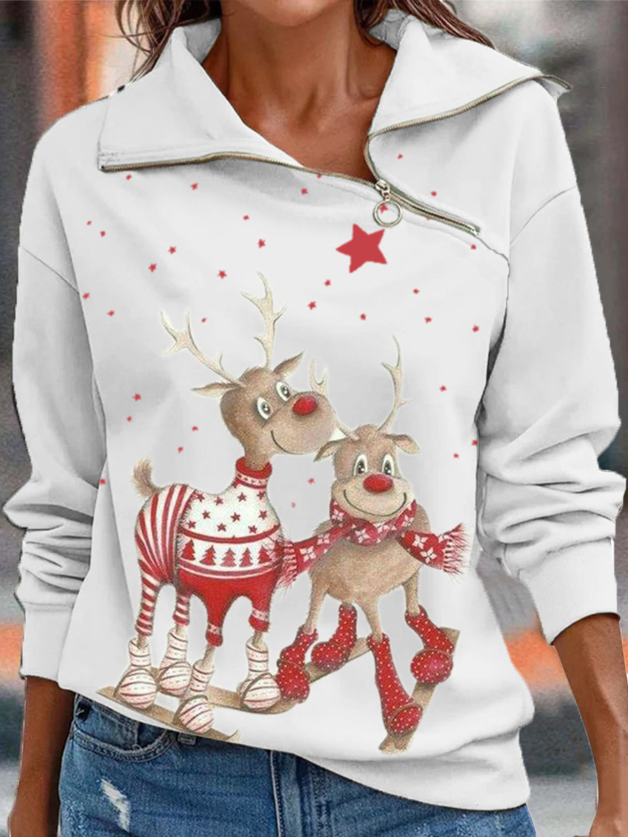 Christmas Long Sleeve Printed Casual Loose Sweater