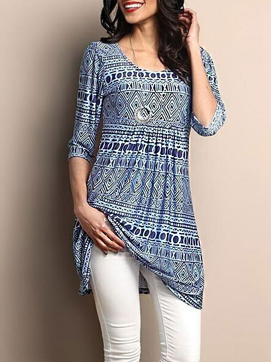 3/4 Sleeve Printed Mid length T shirt