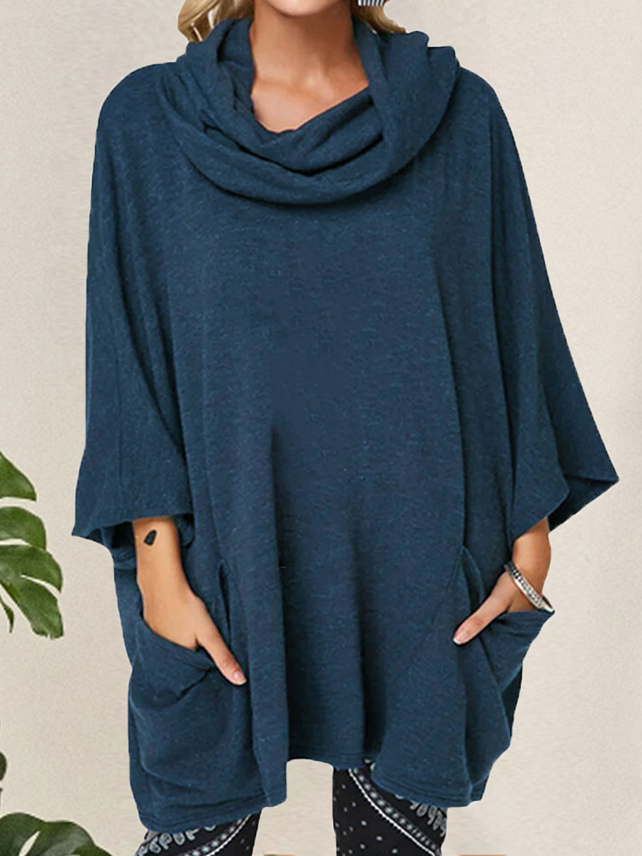 Loose Solid Color Crew Neck Woolen T shirt