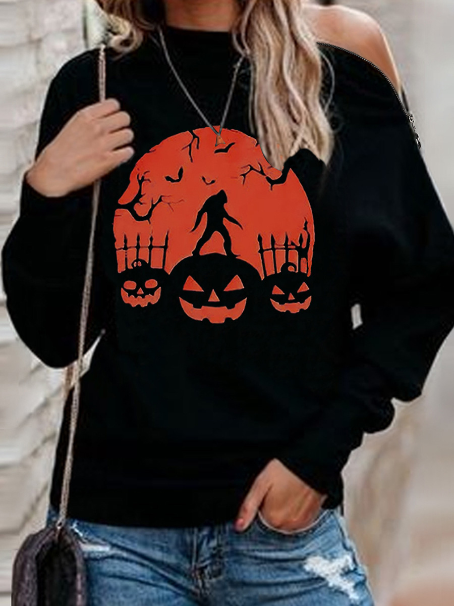 Loose Crew Neck Casual Halloween Sweatshirts