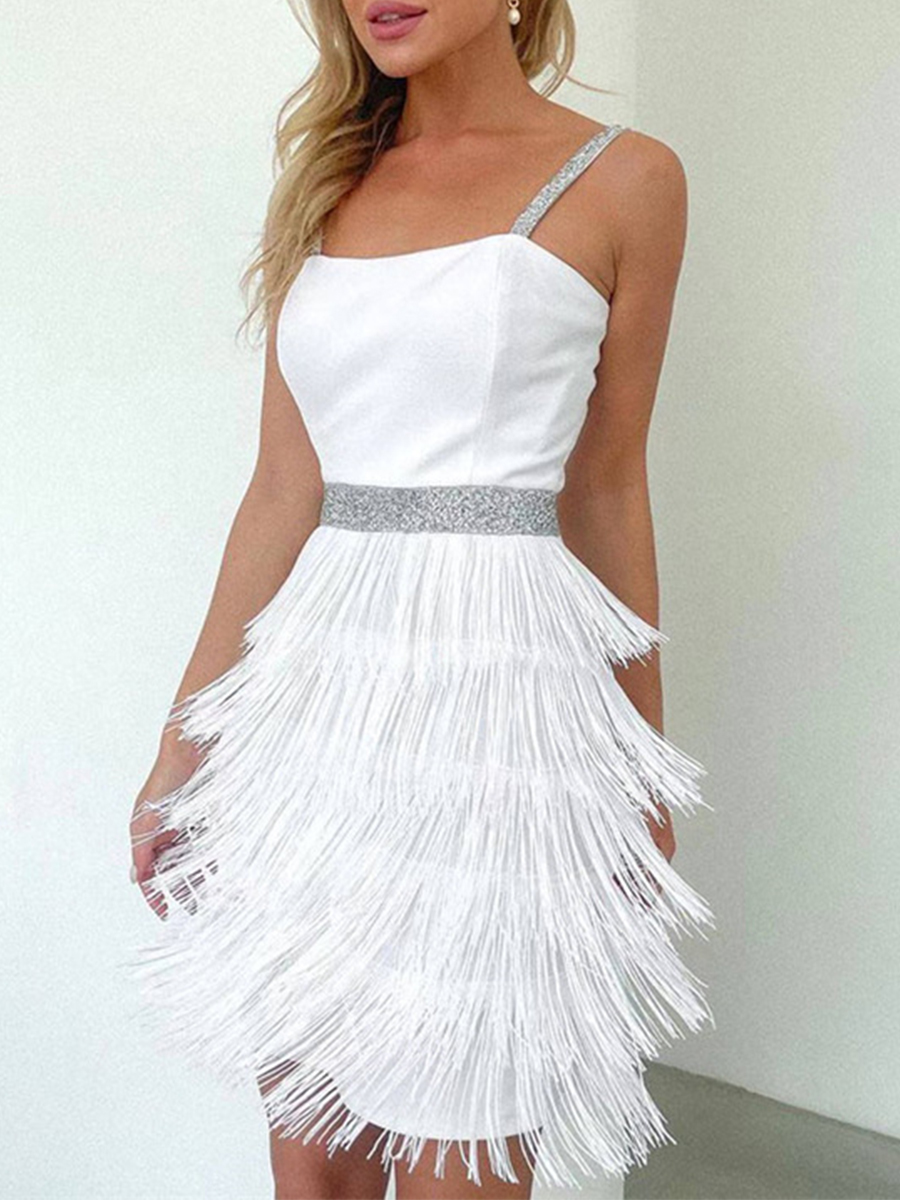 Ladies Elegant New Sling Fringe Dinner Party Fashion Dress