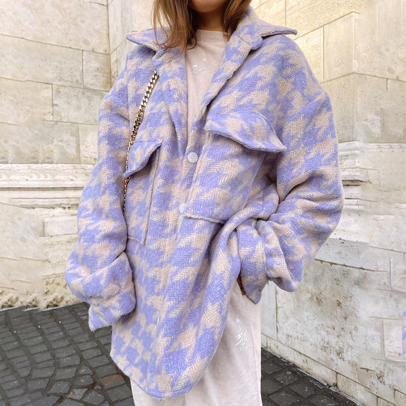 Women Vintage Swallow Gird Woolen Coat