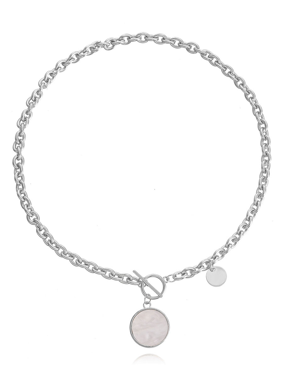 Punk Collarbone Chain Design Mother of pearl Trend Alloy Sweater Chain Necklace