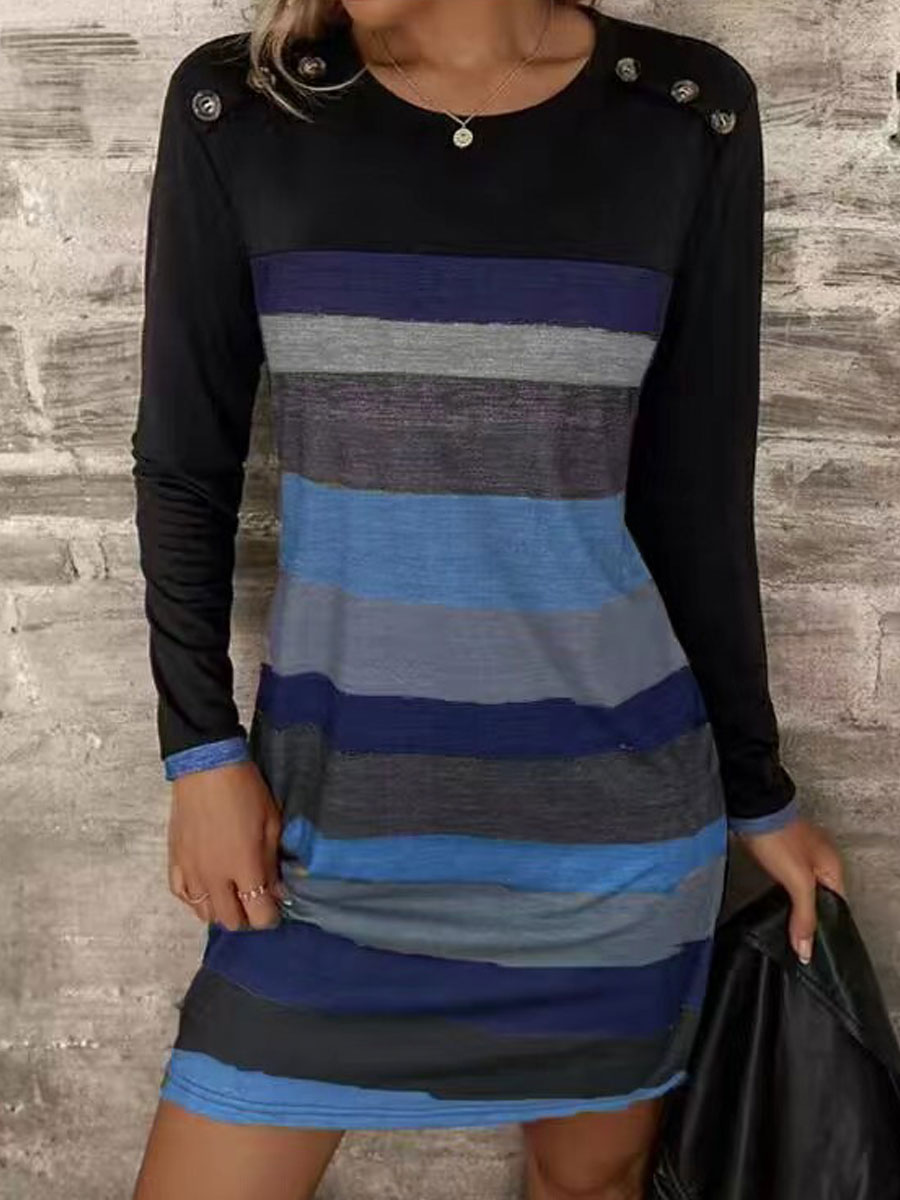 Simple Fashion Striped Casual Short Dress