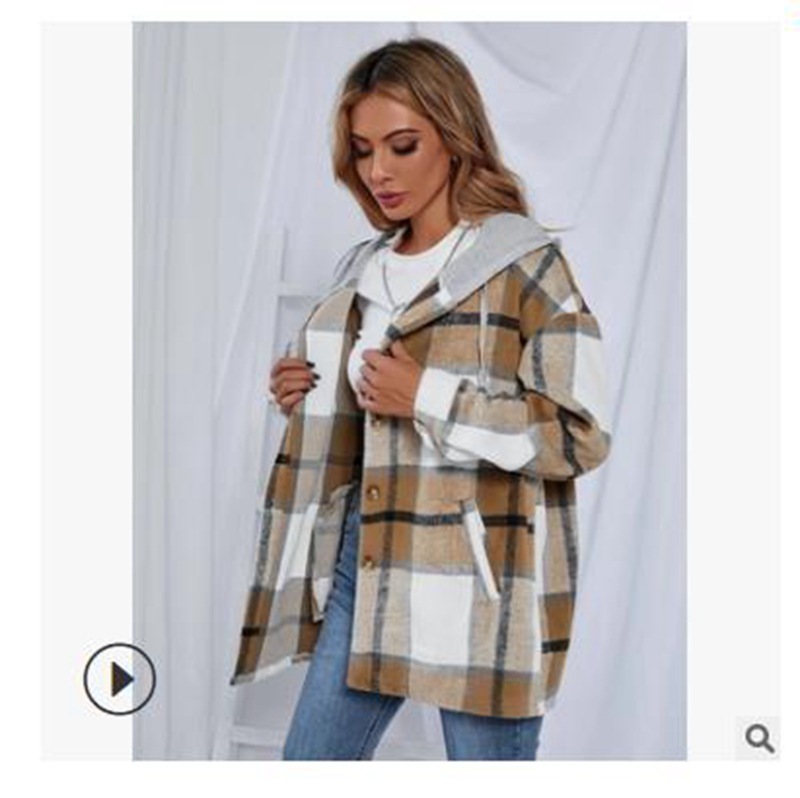 Woolen Thickened Plaid Coat
