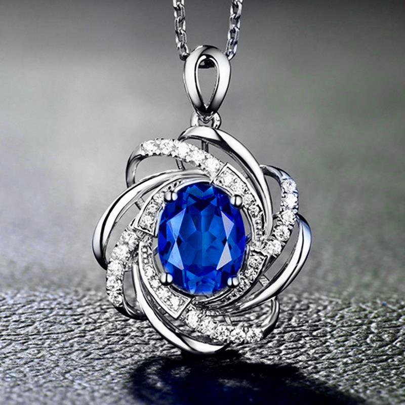 Flower Sapphire Clavicle Necklace
