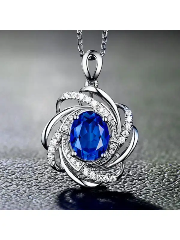 Flower Sapphire Clavicle Necklace - Realyiyi.com 