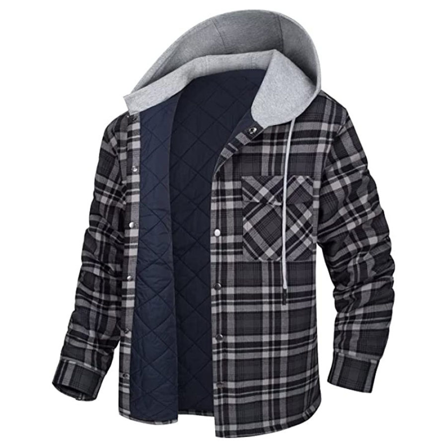 

Mens Fashion Plaid Thick Casual Jacket