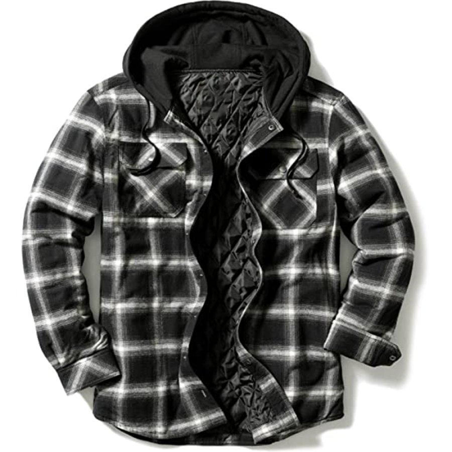 

Check Textured Thick Men's Casual Hooded Jacket