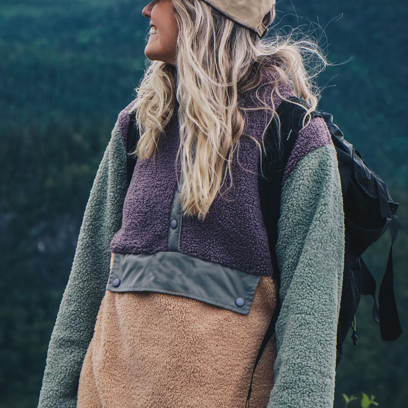 Women Color Patchwork Fleece Sweatshirt