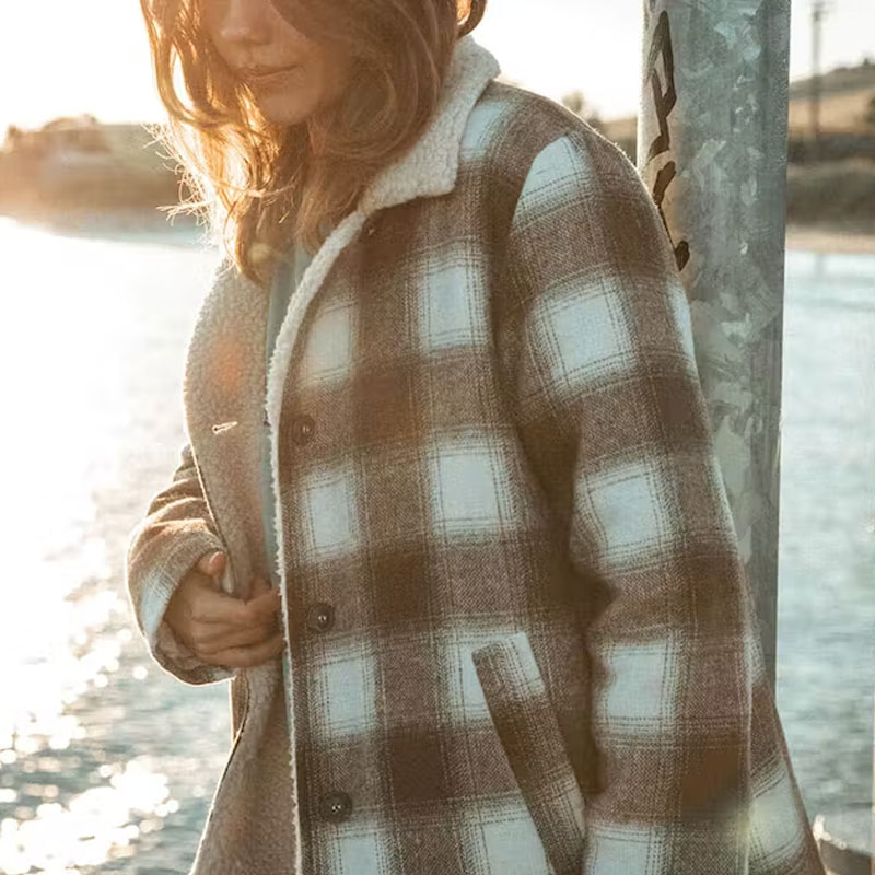 Women Vintage Plaid Polar Fleece Jacket