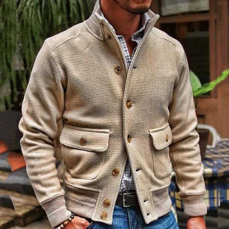 Men's Plain Vintage Stand Collar Chic Jacket