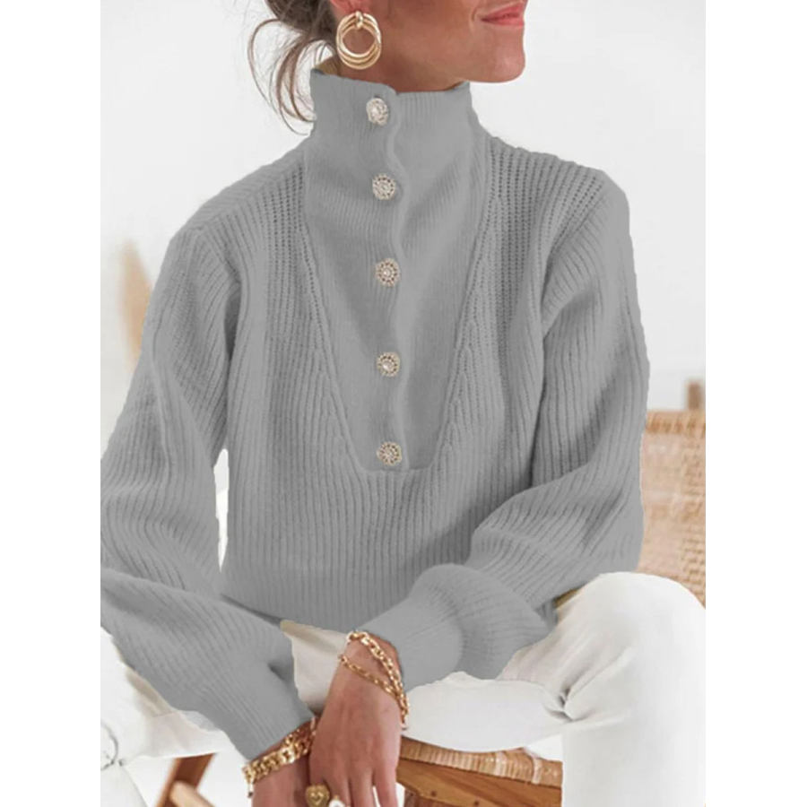 

Turtleneck Casual Button Warm Pullover Sweater